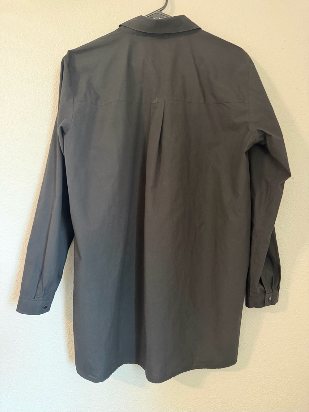 Eileen Fisher Black Organic Cotton Button Front Shirt - Picture 5 of 10